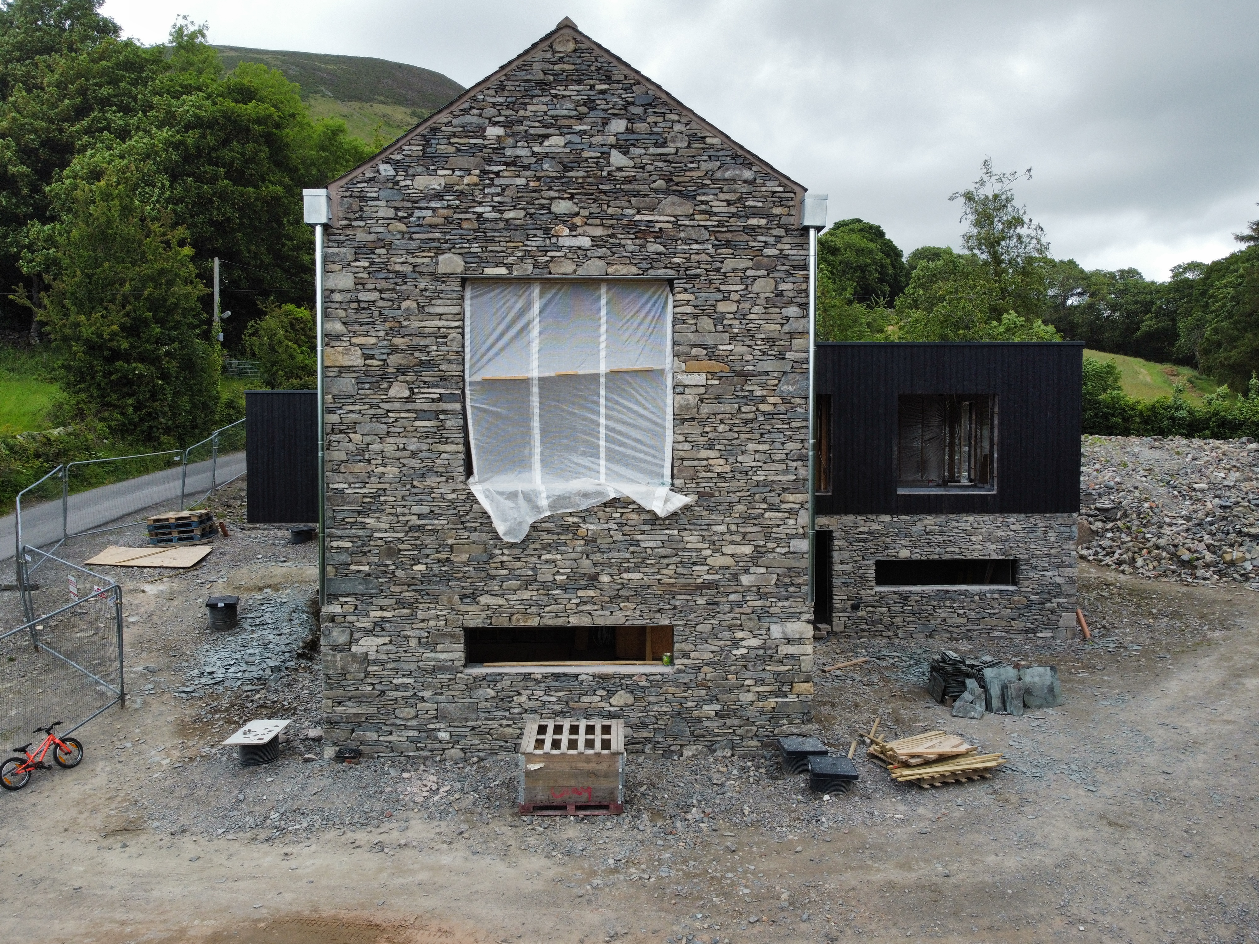 Red Raven Design project — barn conversion gable, aerial view